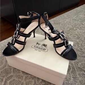 Coach Black Chain Detail Heels
